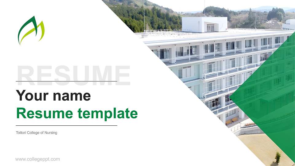 Tottori College of Nursing Resume PPT Template16:9 ratio PPT effect preview image