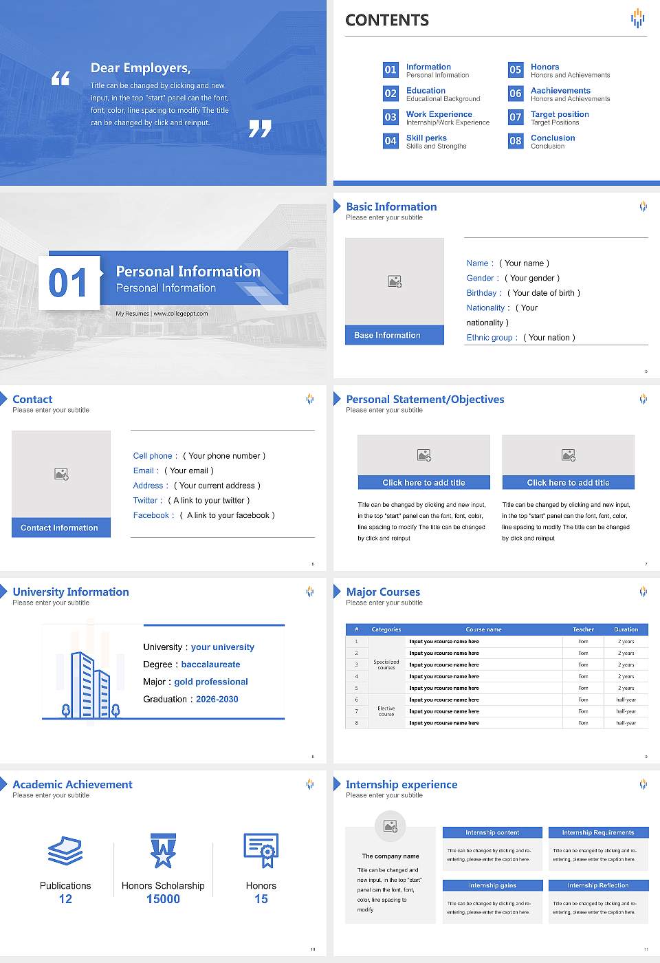 Tokyo Seitoku University Resume PPT Template16:9 ratio PPT effect preview image2