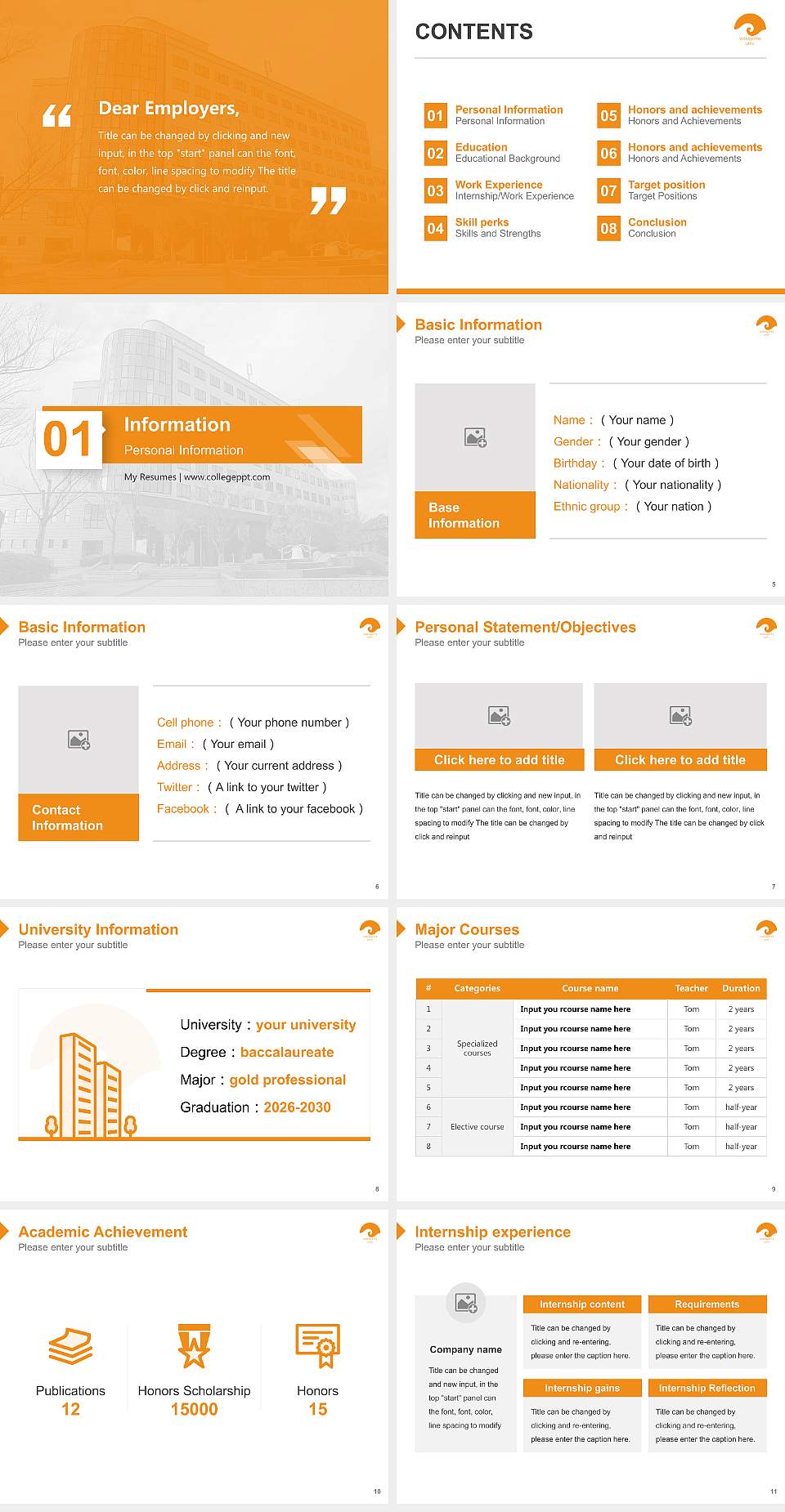 Wakayama University Resume PPT Template4:3 ratio PPT effect preview image2
