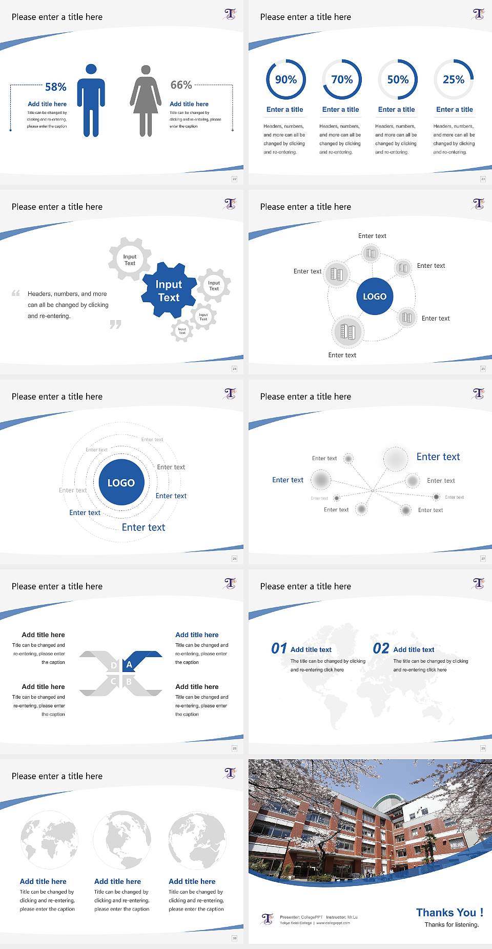 Tokyo Seiei College Course/Courseware Creation PPT Template4:3 ratio PPT effect preview image4
