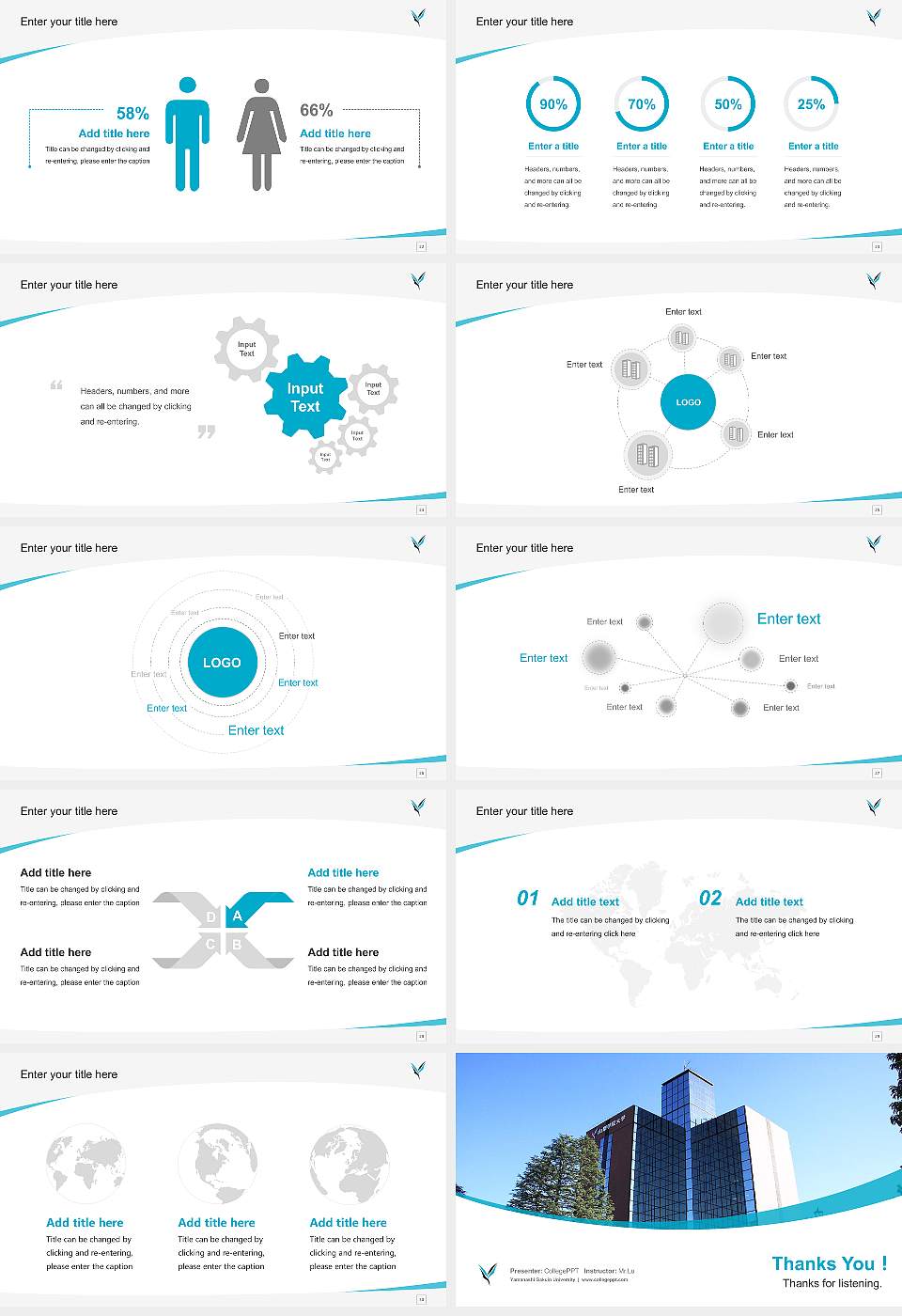 Yamanashi Gakuin University Course/Courseware Creation PPT Template16:9 ratio PPT effect preview image4