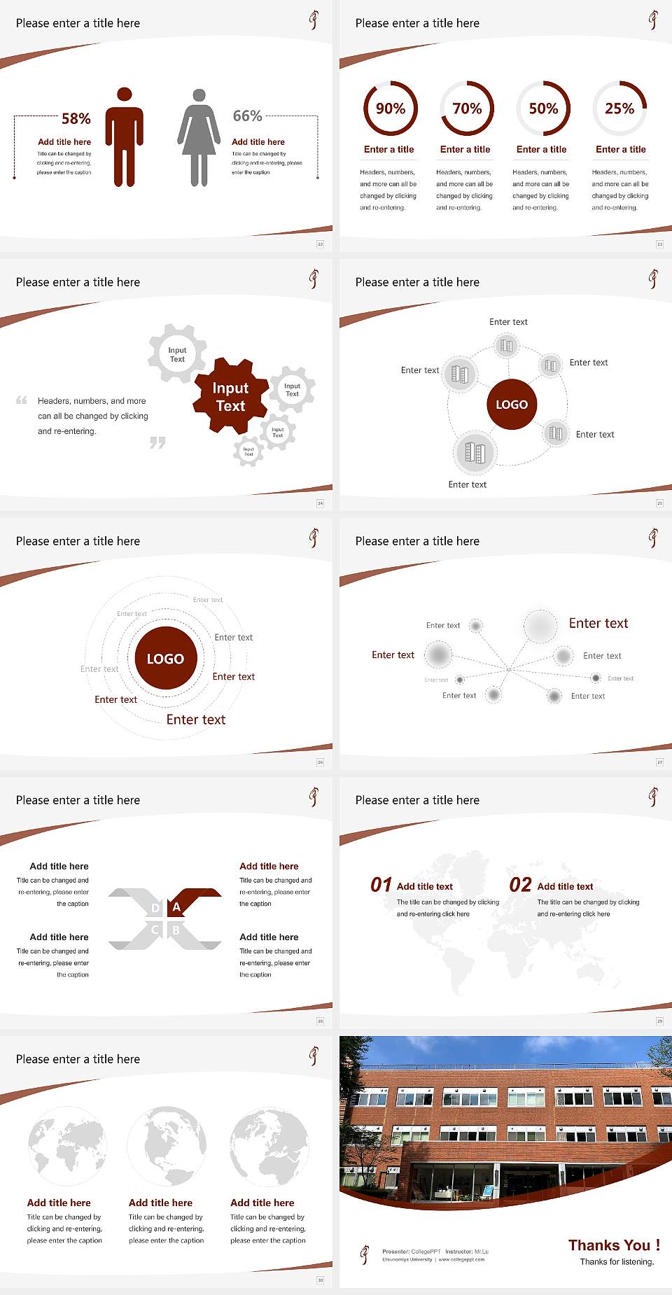 Utsunomiya University Course/Courseware Creation PPT Template4:3 ratio PPT effect preview image4