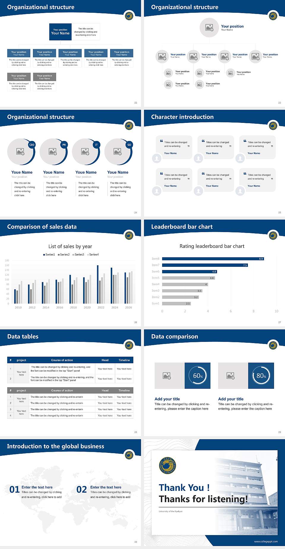 University of the Ryukyus Academic Presentation/Research Findings Report PPT Template4:3 ratio PPT effect preview image4