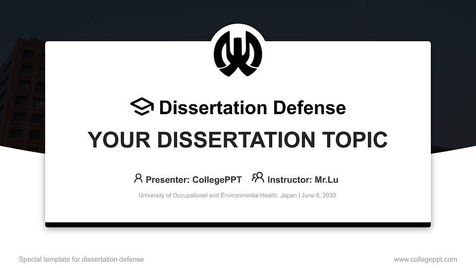 University of Occupational and Environmental Health, Japan Graduation Thesis Defense PPT Template16:9 ratio PPT effect preview image