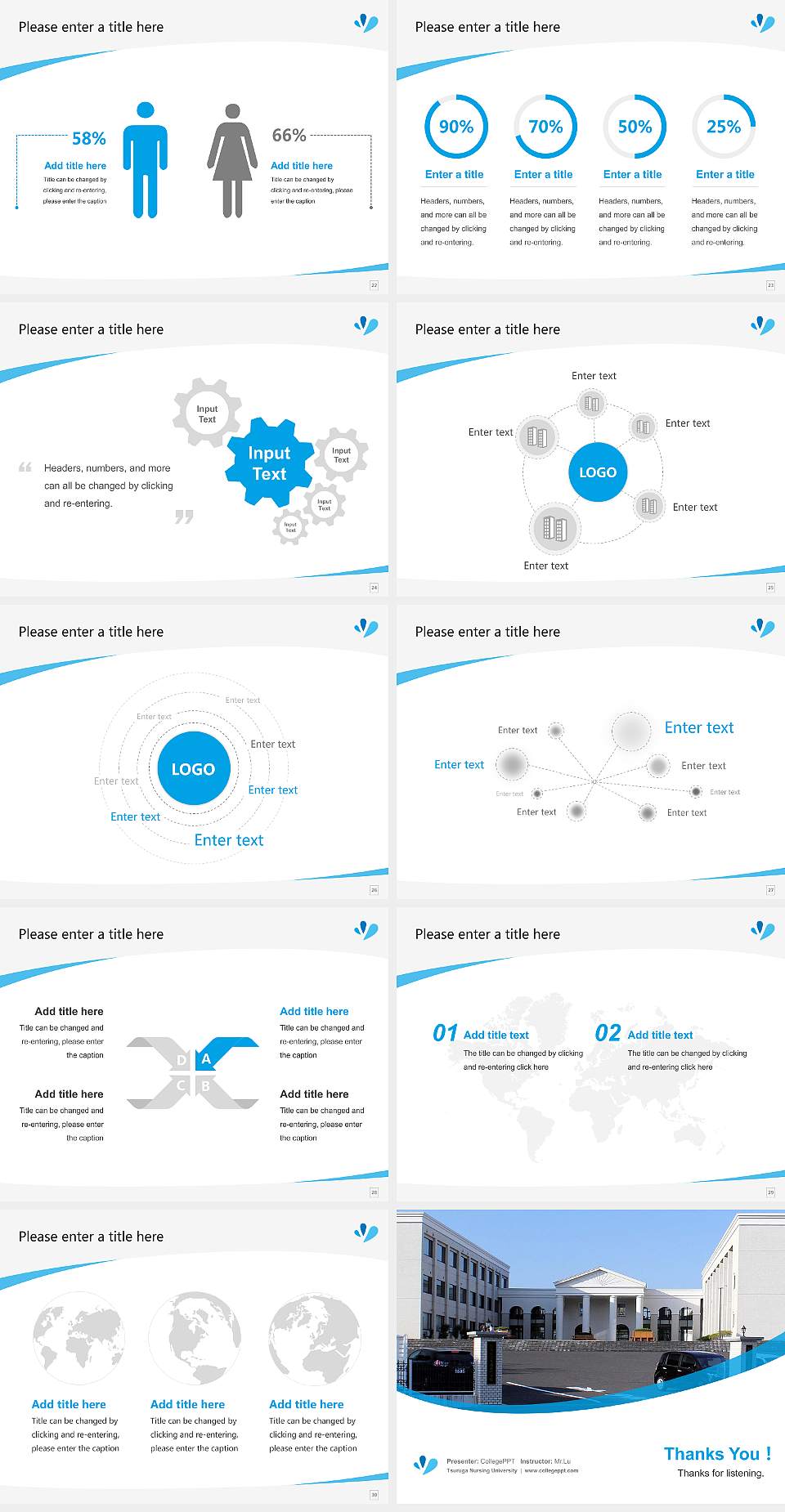 Tsuruga Nursing University Course/Courseware Creation PPT Template4:3 ratio PPT effect preview image4