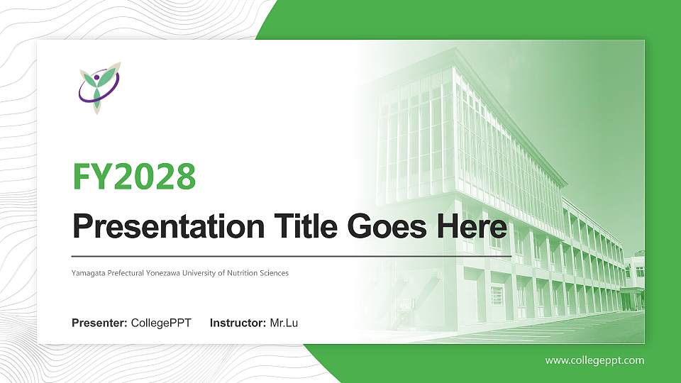 Yamagata Prefectural Yonezawa University of Nutrition Sciences Academic Presentation/Research Findings Report PPT Template16:9 ratio PPT effect preview image
