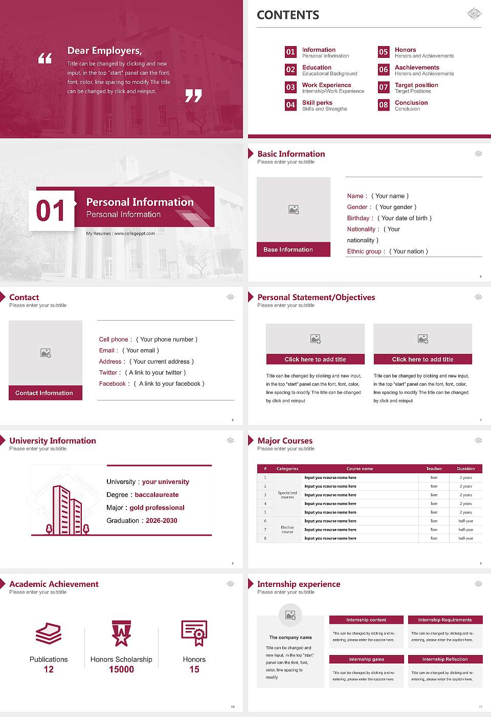 University of The Sacred Heart, Tokyo Resume PPT Template16:9 ratio PPT effect preview image2