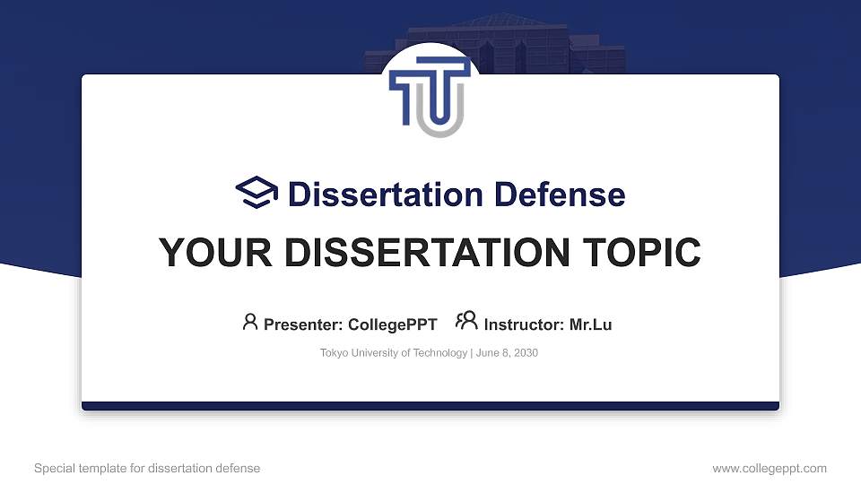 Tokyo University of Technology Graduation Thesis Defense PPT Template16:9 ratio PPT effect preview image