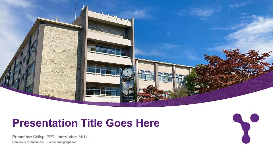 University of Yamanashi Course/Courseware Creation PPT Template16:9 ratio PPT effect preview image