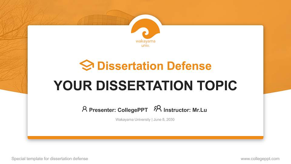 Wakayama University Graduation Thesis Defense PPT Template16:9 ratio PPT effect preview image