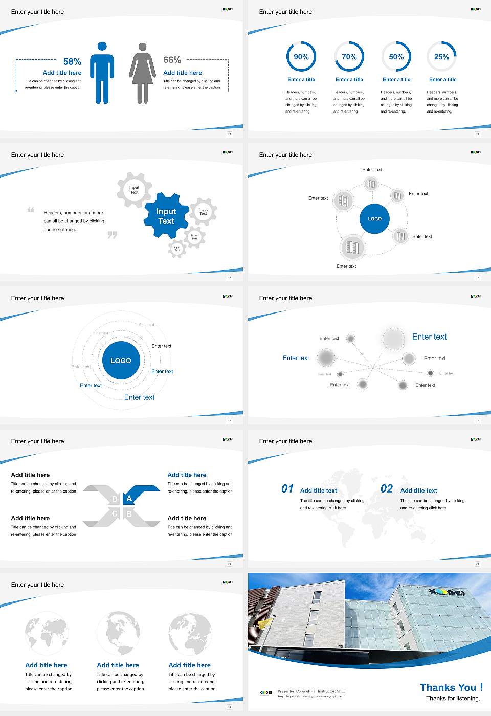 Tokyo Polytechnic University Course/Courseware Creation PPT Template16:9 ratio PPT effect preview image4