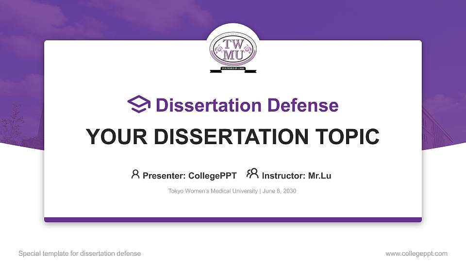 Tokyo Women’s Medical University Graduation Thesis Defense PPT Template16:9 ratio PPT effect preview image
