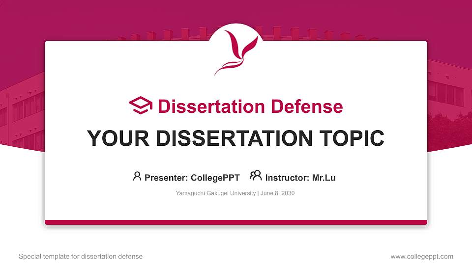 Yamaguchi Gakugei University Graduation Thesis Defense PPT Template16:9 ratio PPT effect preview image