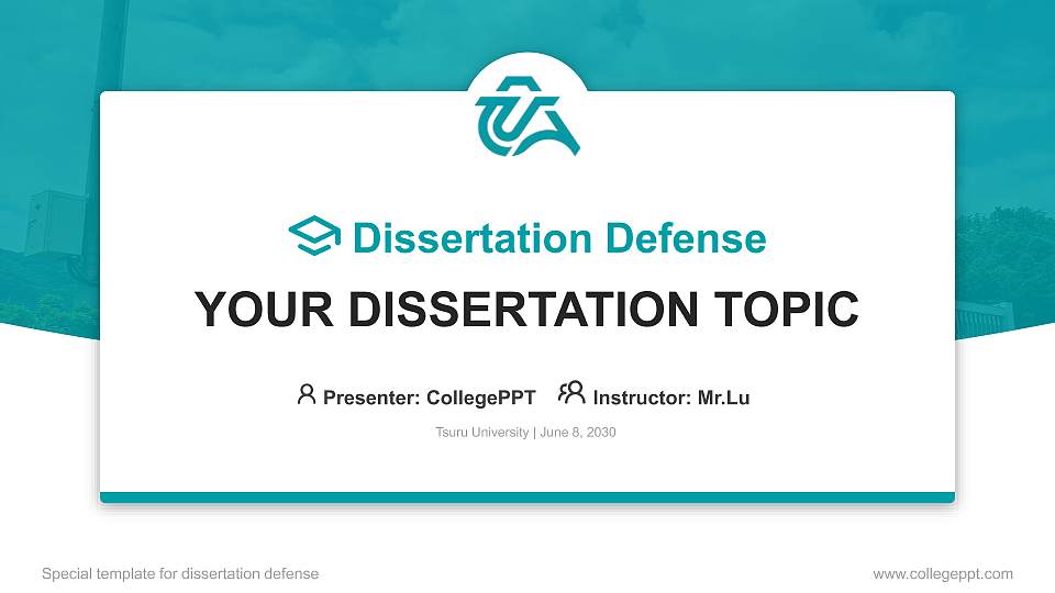 Tsuru University Graduation Thesis Defense PPT Template16:9 ratio PPT effect preview image