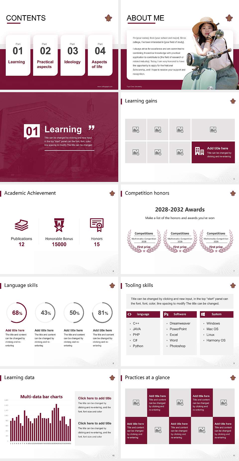 Toyo Eiwa University National Scholarship Defense PPT Template4:3 ratio PPT effect preview image2
