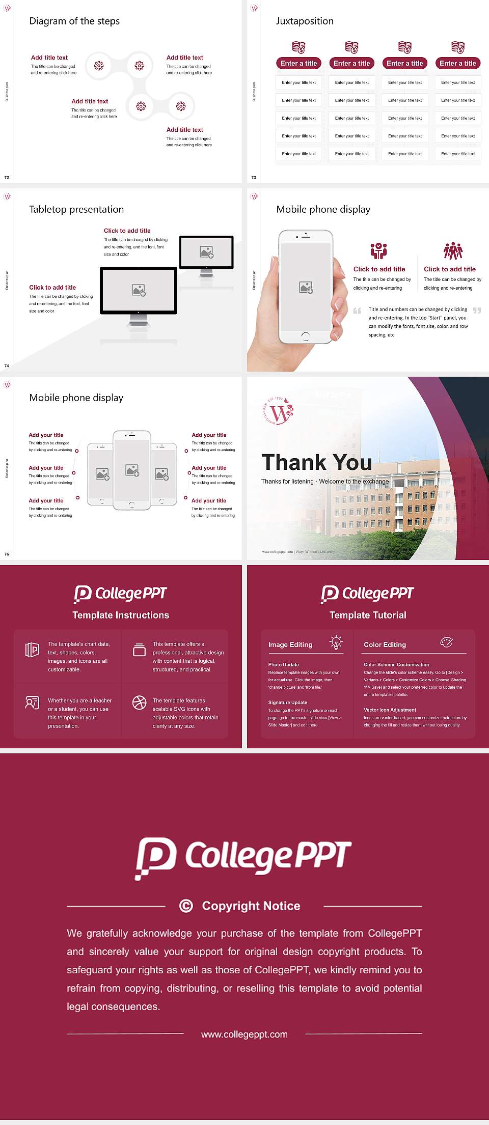 Wayo Women’s University Competition/Entrepreneurship Contest PPT Template4:3 ratio PPT effect preview image9