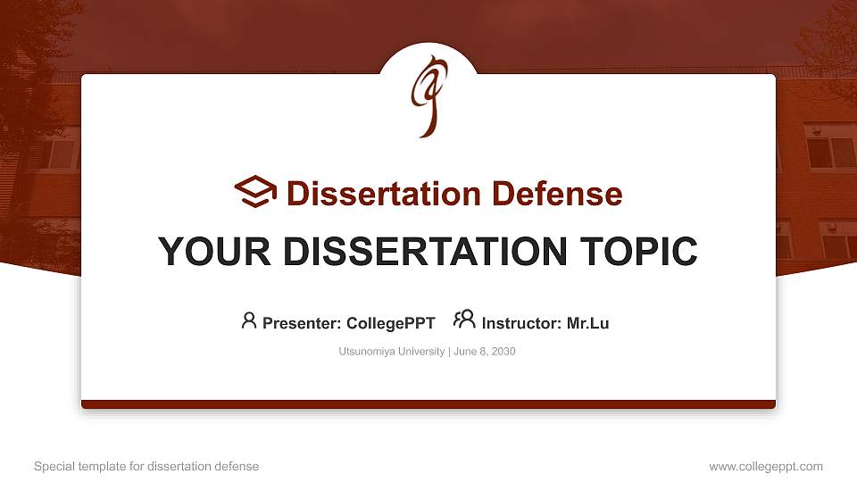 Utsunomiya University Graduation Thesis Defense PPT Template16:9 ratio PPT effect preview image