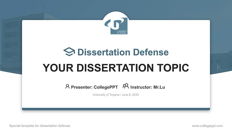 University of Toyama Graduation Thesis Defense PPT Template16:9 ratio PPT effect preview image
