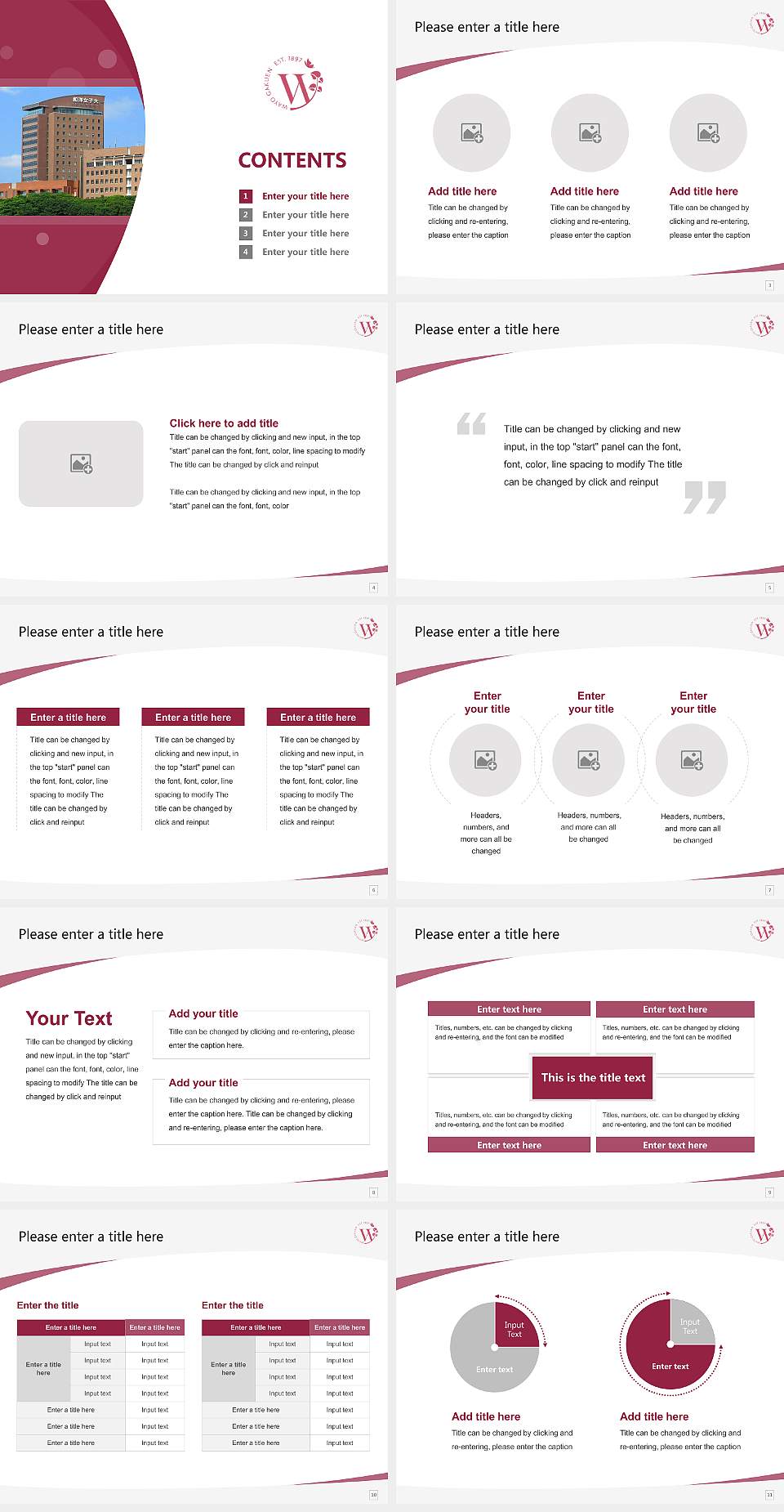 Wayo Women’s University Course/Courseware Creation PPT Template4:3 ratio PPT effect preview image2