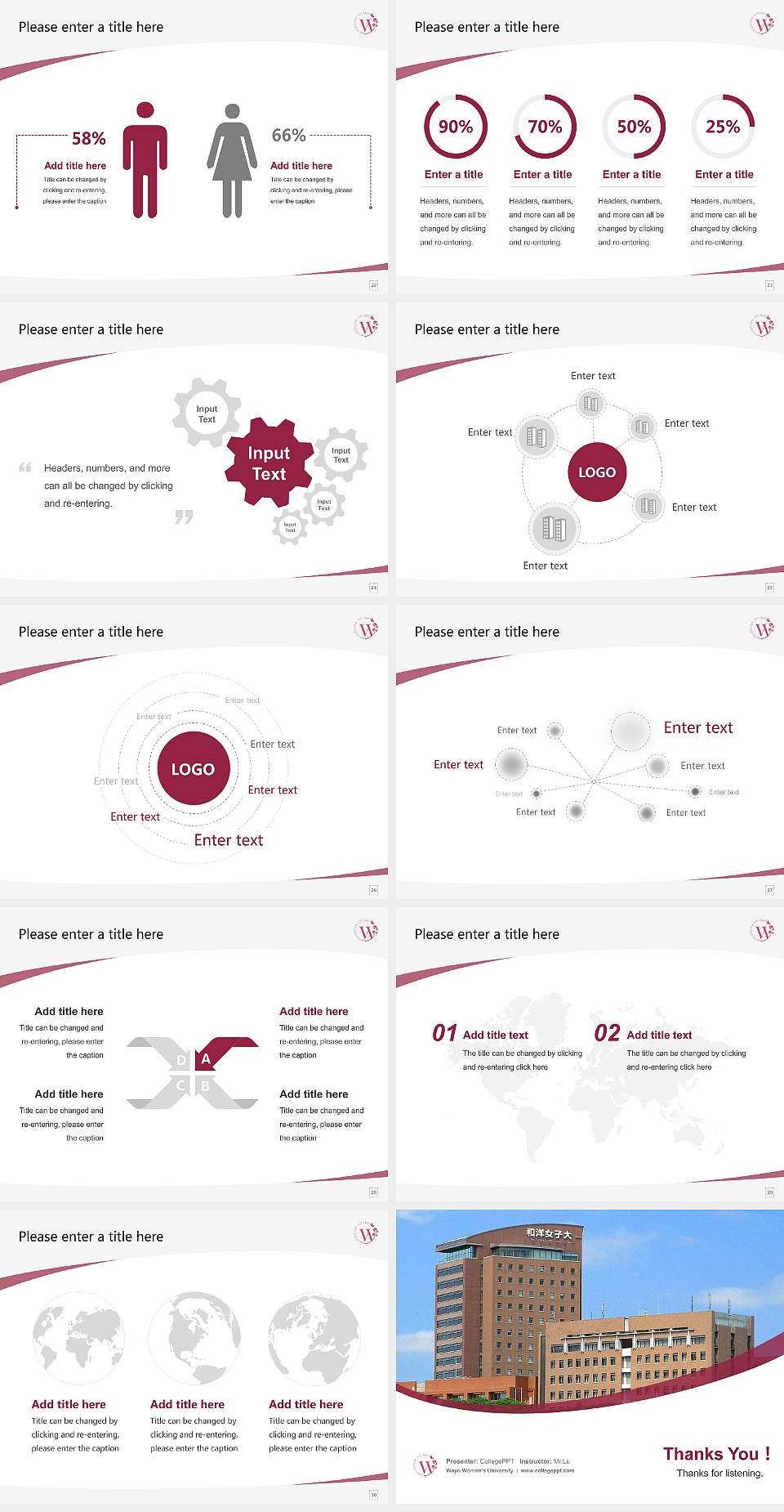 Wayo Women’s University Course/Courseware Creation PPT Template4:3 ratio PPT effect preview image4