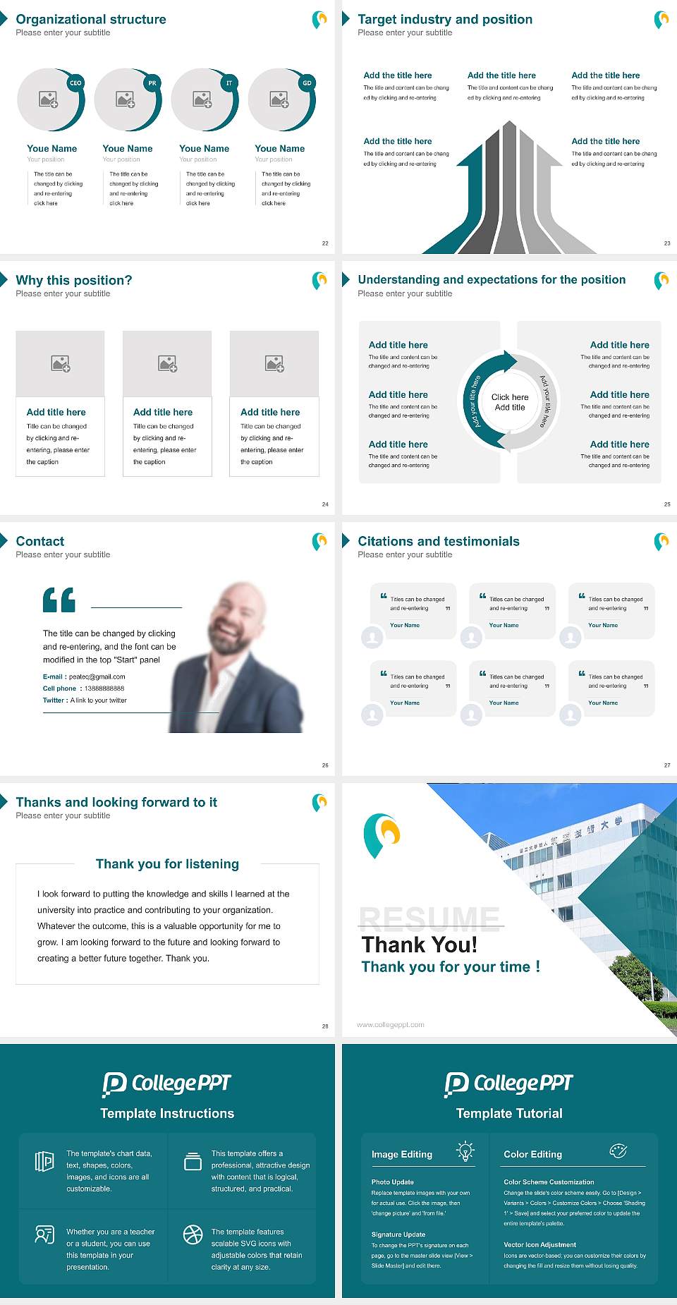 Tsukuba University of Technology Resume PPT Template4:3 ratio PPT effect preview image4
