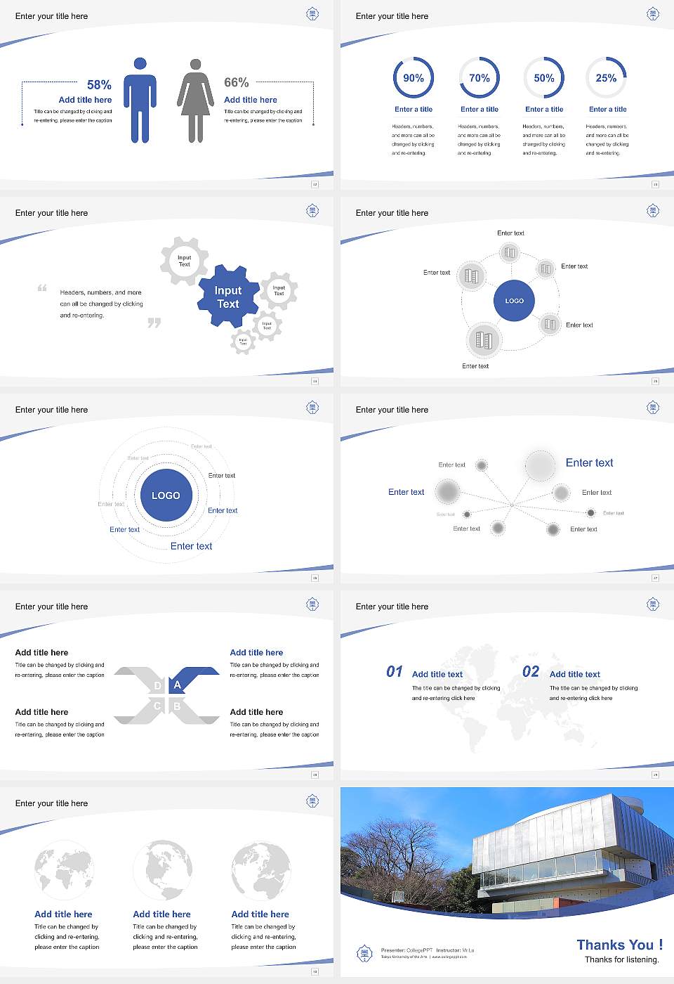 Tokyo University of the Arts Course/Courseware Creation PPT Template16:9 ratio PPT effect preview image4