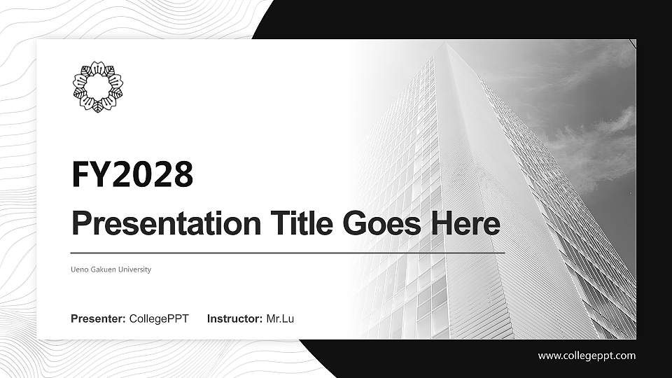 Ueno Gakuen University Academic Presentation/Research Findings Report PPT Template16:9 ratio PPT effect preview image