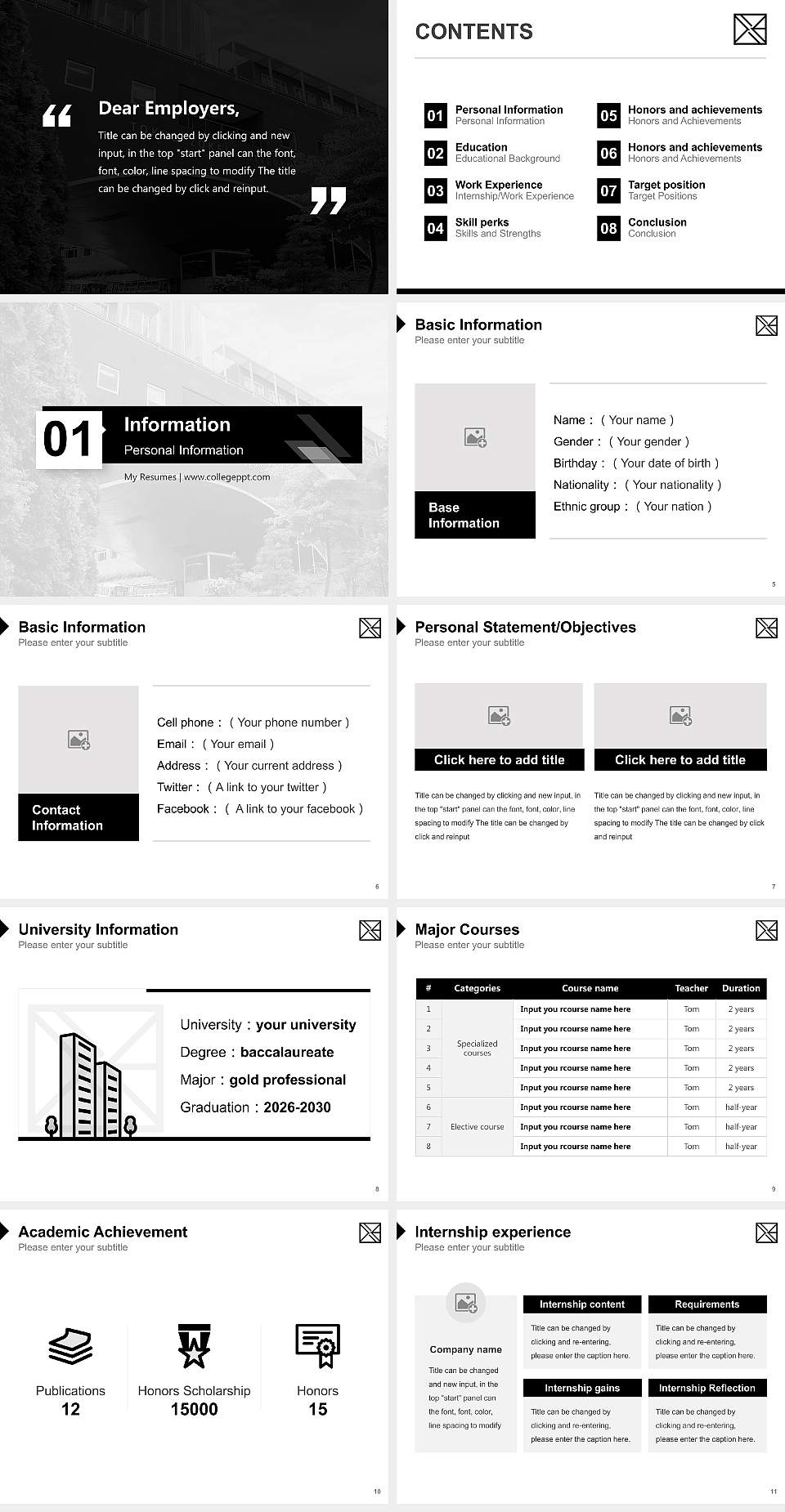 Tokyo Zokei University Resume PPT Template4:3 ratio PPT effect preview image2