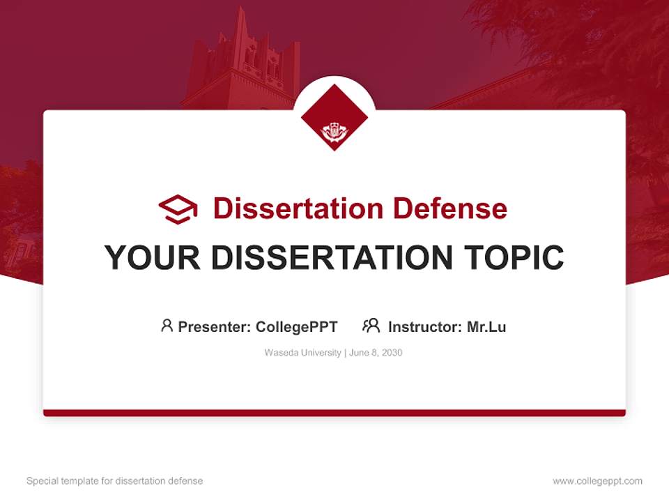 Waseda University Graduation Thesis Defense PPT Template4:3 ratio PPT effect preview image7