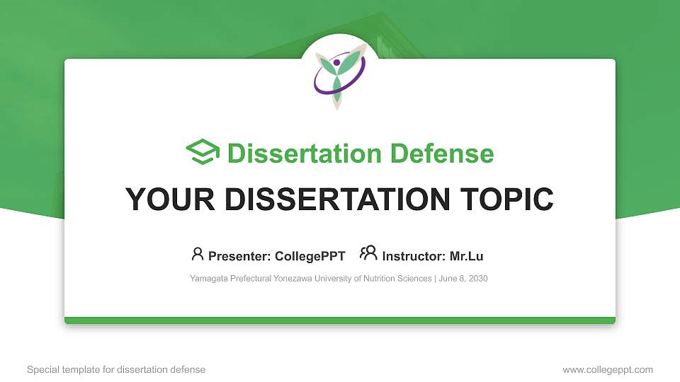 Yamagata Prefectural Yonezawa University of Nutrition Sciences Graduation Thesis Defense PPT Template16:9 ratio PPT effect preview image