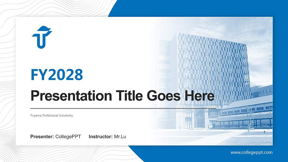 Toyama Prefectural University Academic Presentation/Research Findings Report PPT Template16:9 ratio PPT effect preview image