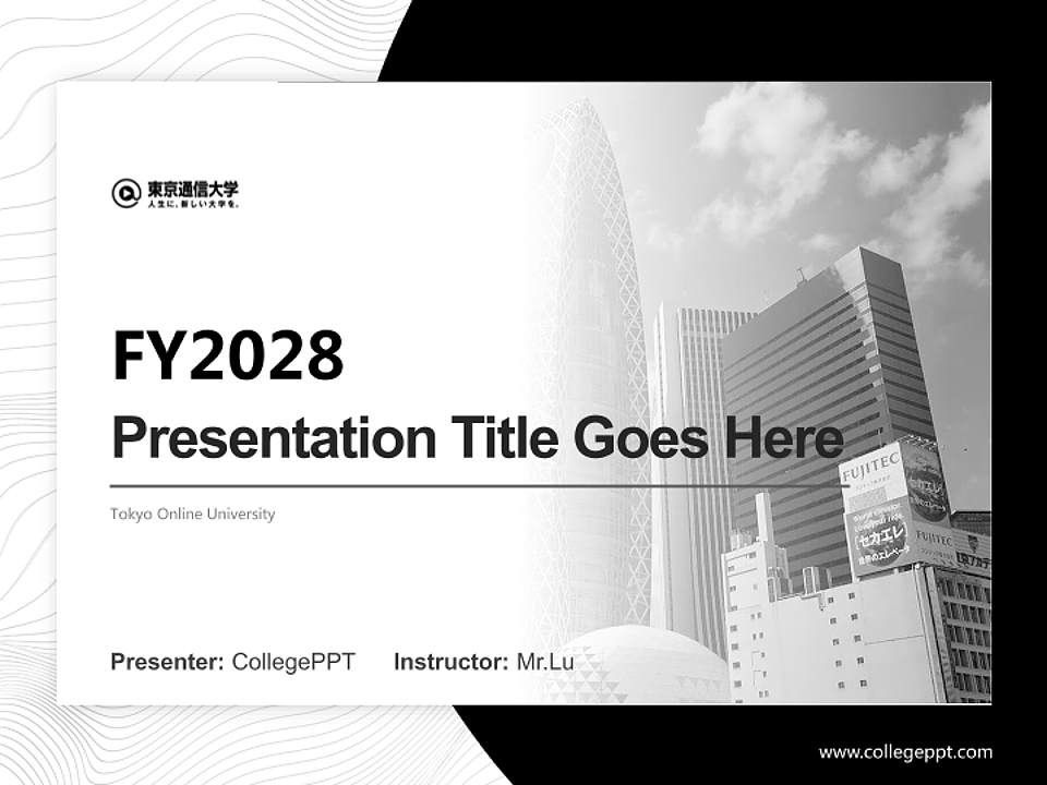 Tokyo Online University Academic Presentation/Research Findings Report PPT Template4:3 ratio PPT effect preview image5