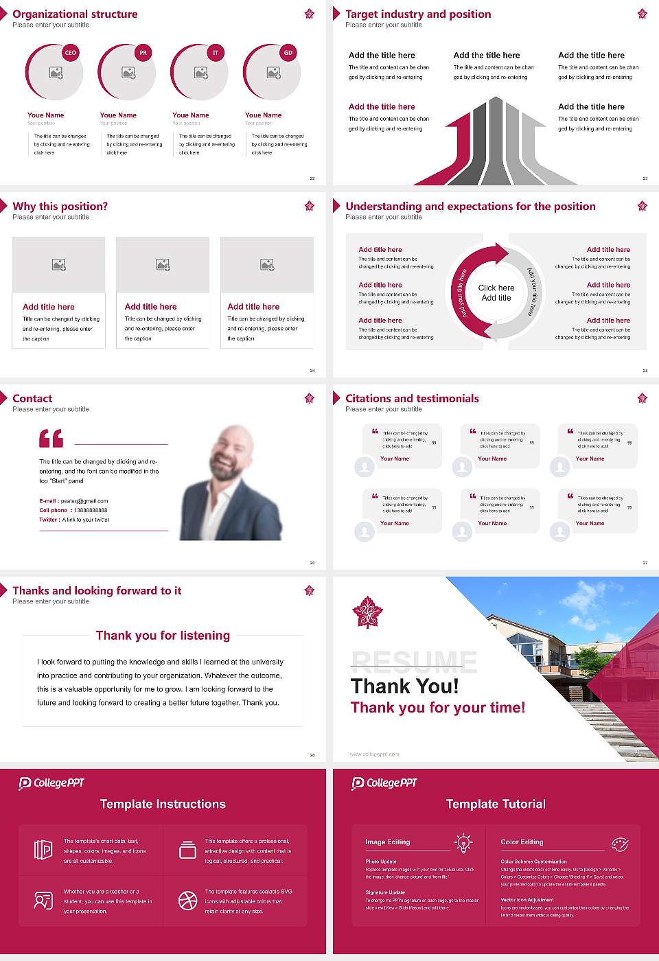 Yamanashi Eiwa College Resume PPT Template16:9 ratio PPT effect preview image4