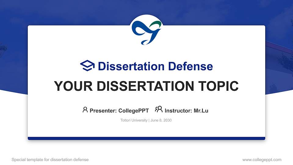 Tottori University Graduation Thesis Defense PPT Template16:9 ratio PPT effect preview image