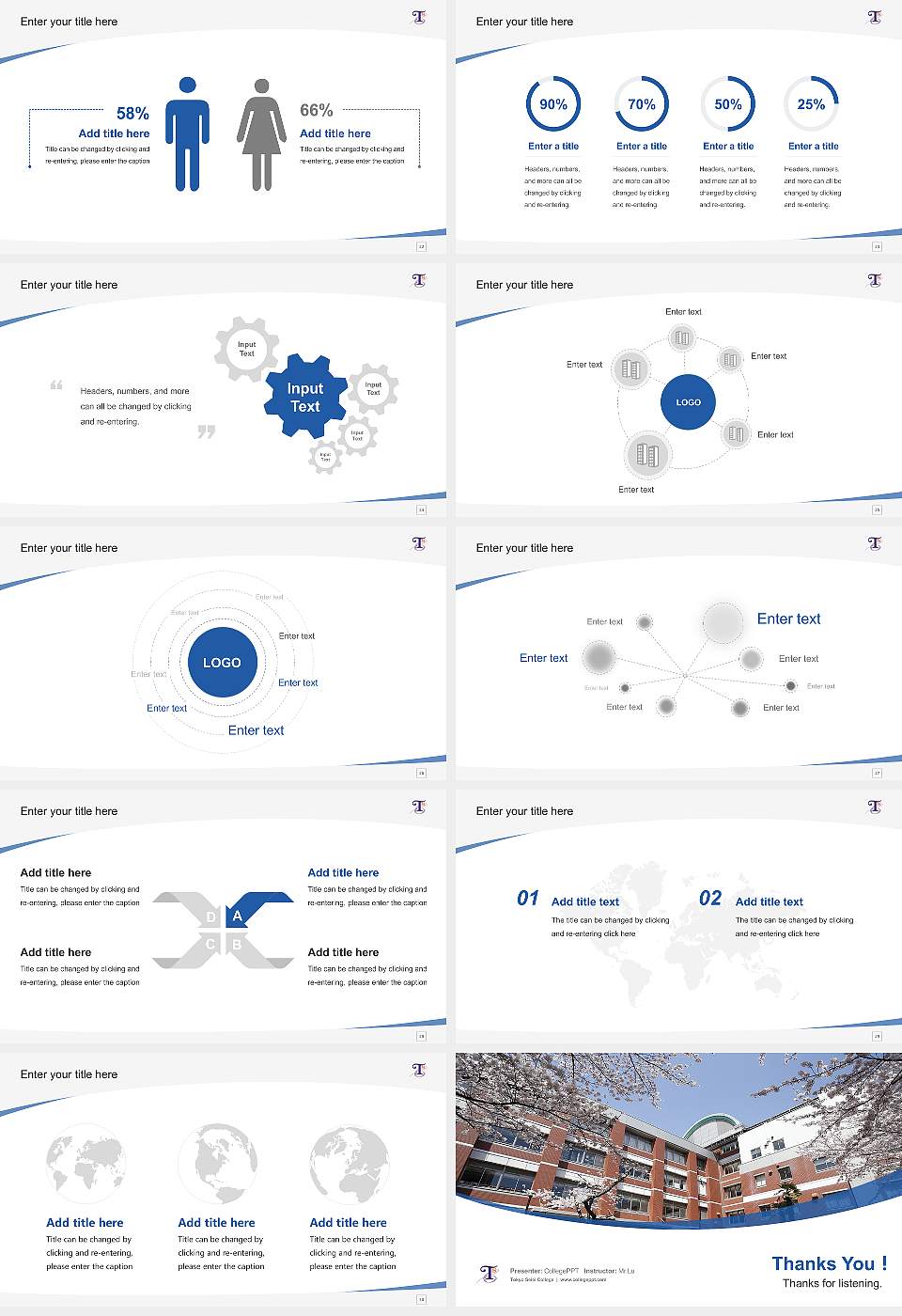 Tokyo Seiei College Course/Courseware Creation PPT Template16:9 ratio PPT effect preview image4