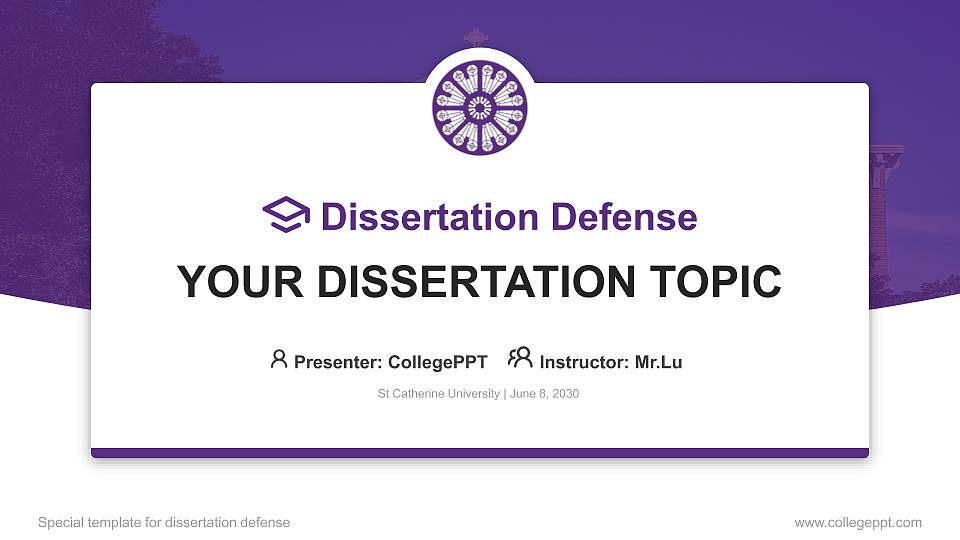 St.Catherine University Graduation Thesis Defense PPT Template16:9 ratio PPT effect preview image