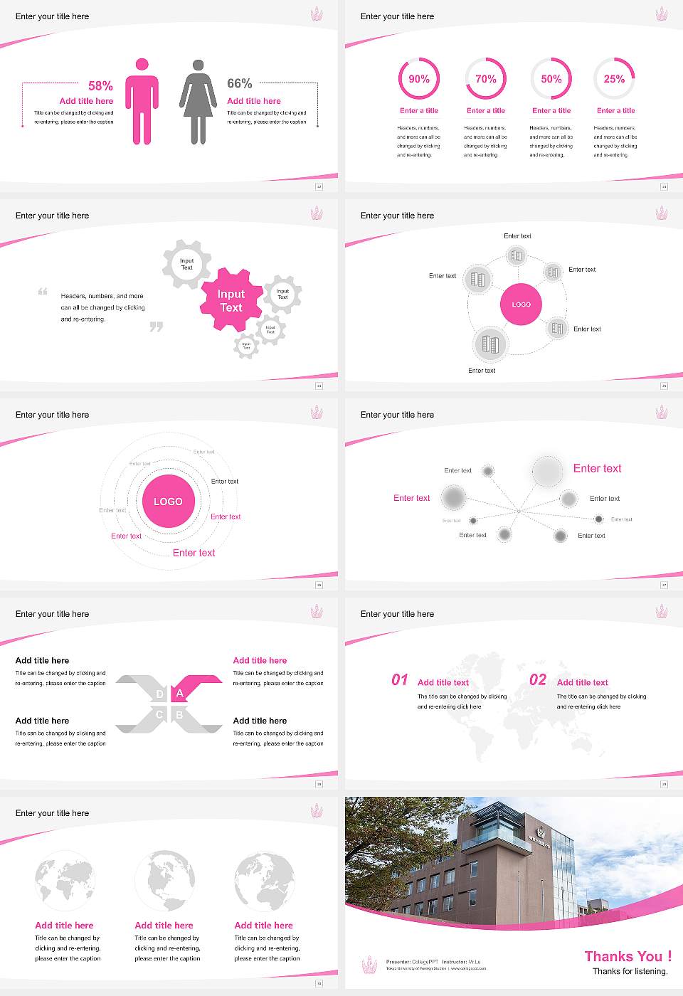 Tokyo University of Foreign Studies Course/Courseware Creation PPT Template16:9 ratio PPT effect preview image4