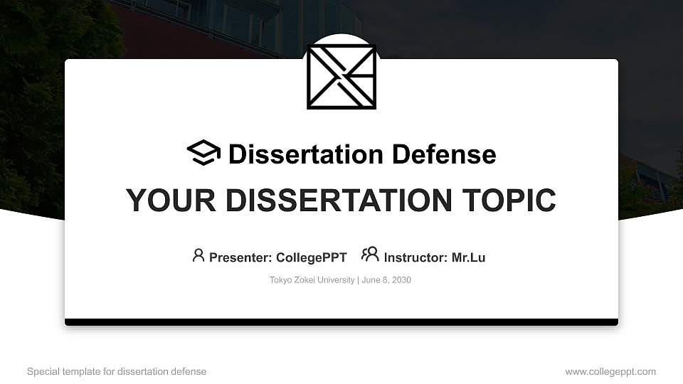 Tokyo Zokei University Graduation Thesis Defense PPT Template16:9 ratio PPT effect preview image