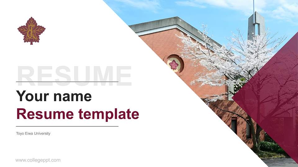 Toyo Eiwa University Resume PPT Template16:9 ratio PPT effect preview image