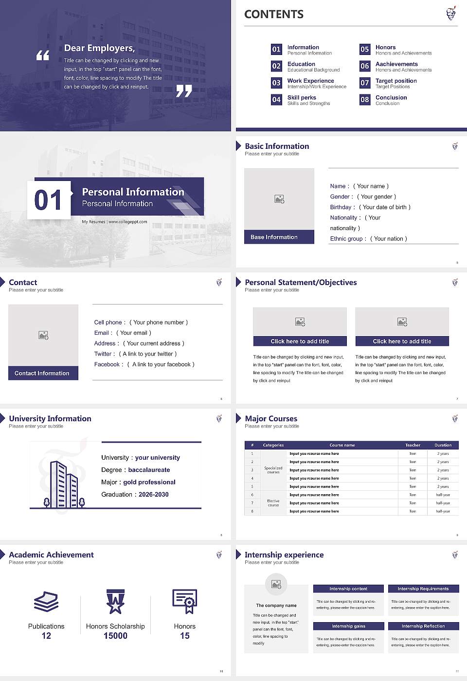 Tokyo University of Information Sciences Resume PPT Template16:9 ratio PPT effect preview image2