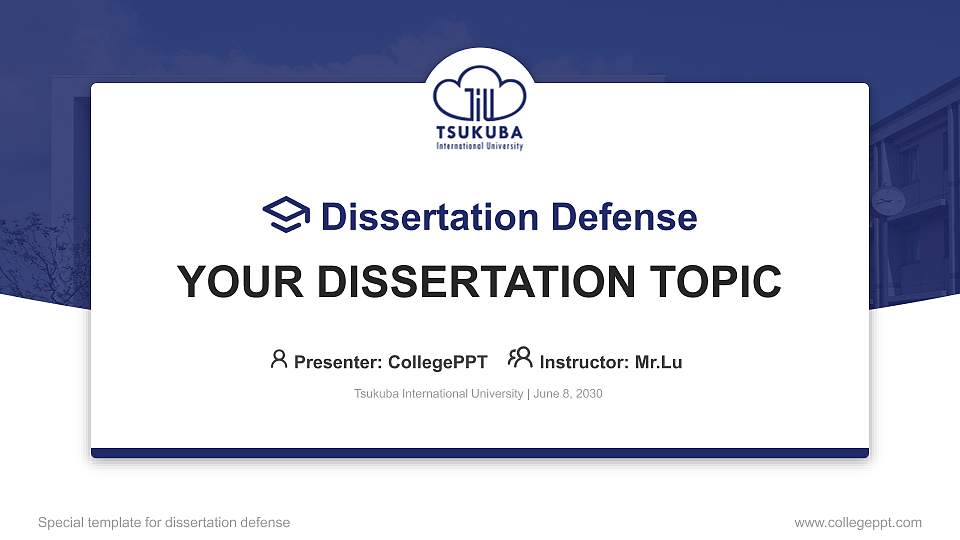 Tsukuba International University Graduation Thesis Defense PPT Template16:9 ratio PPT effect preview image