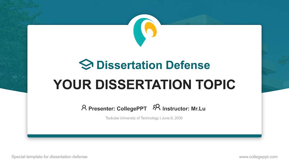 Tsukuba University of Technology Graduation Thesis Defense PPT Template16:9 ratio PPT effect preview image