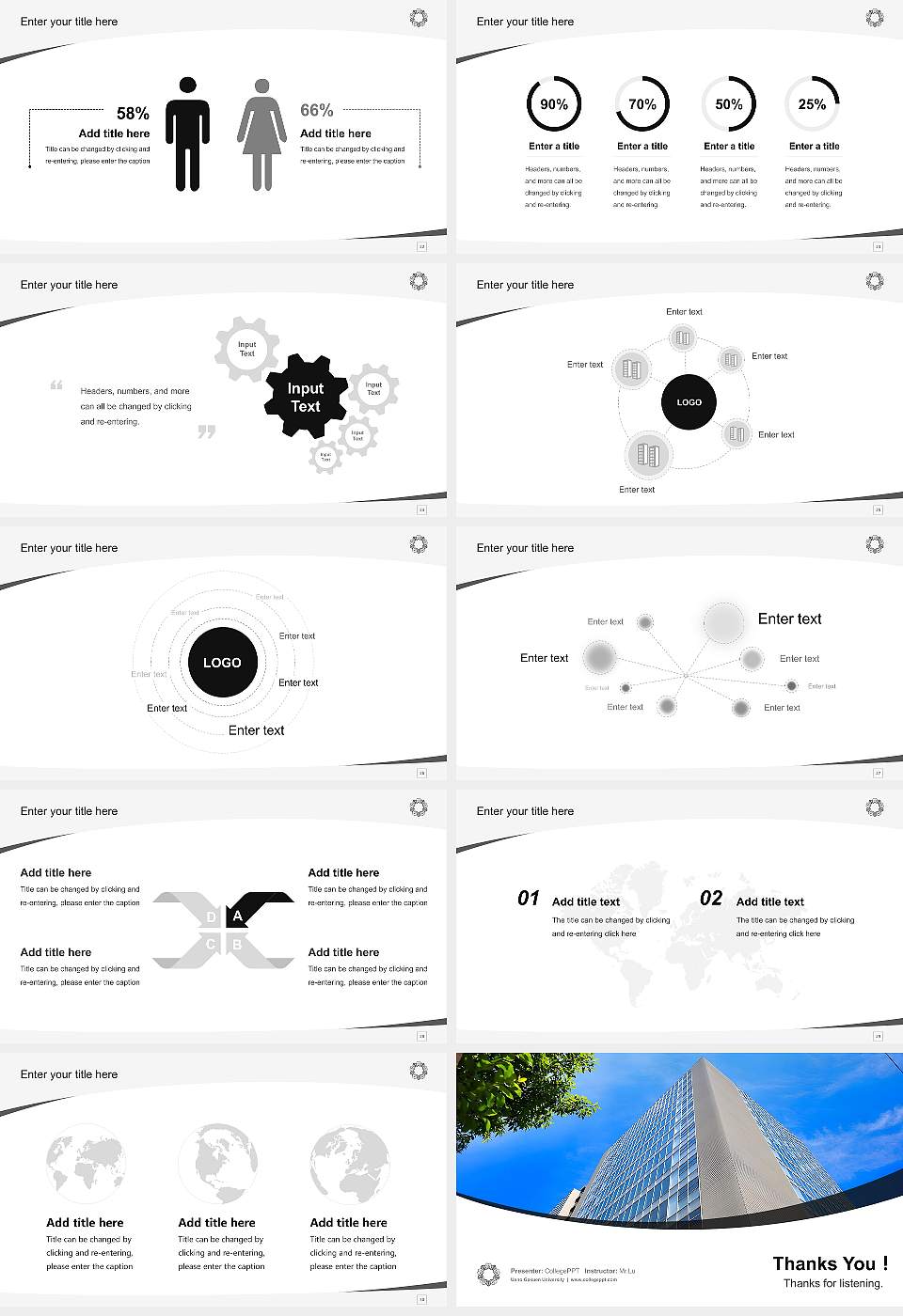 Ueno Gakuen University Course/Courseware Creation PPT Template16:9 ratio PPT effect preview image4
