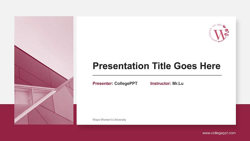 Wayo Women’s University General PPT Template16:9 ratio PPT effect preview image