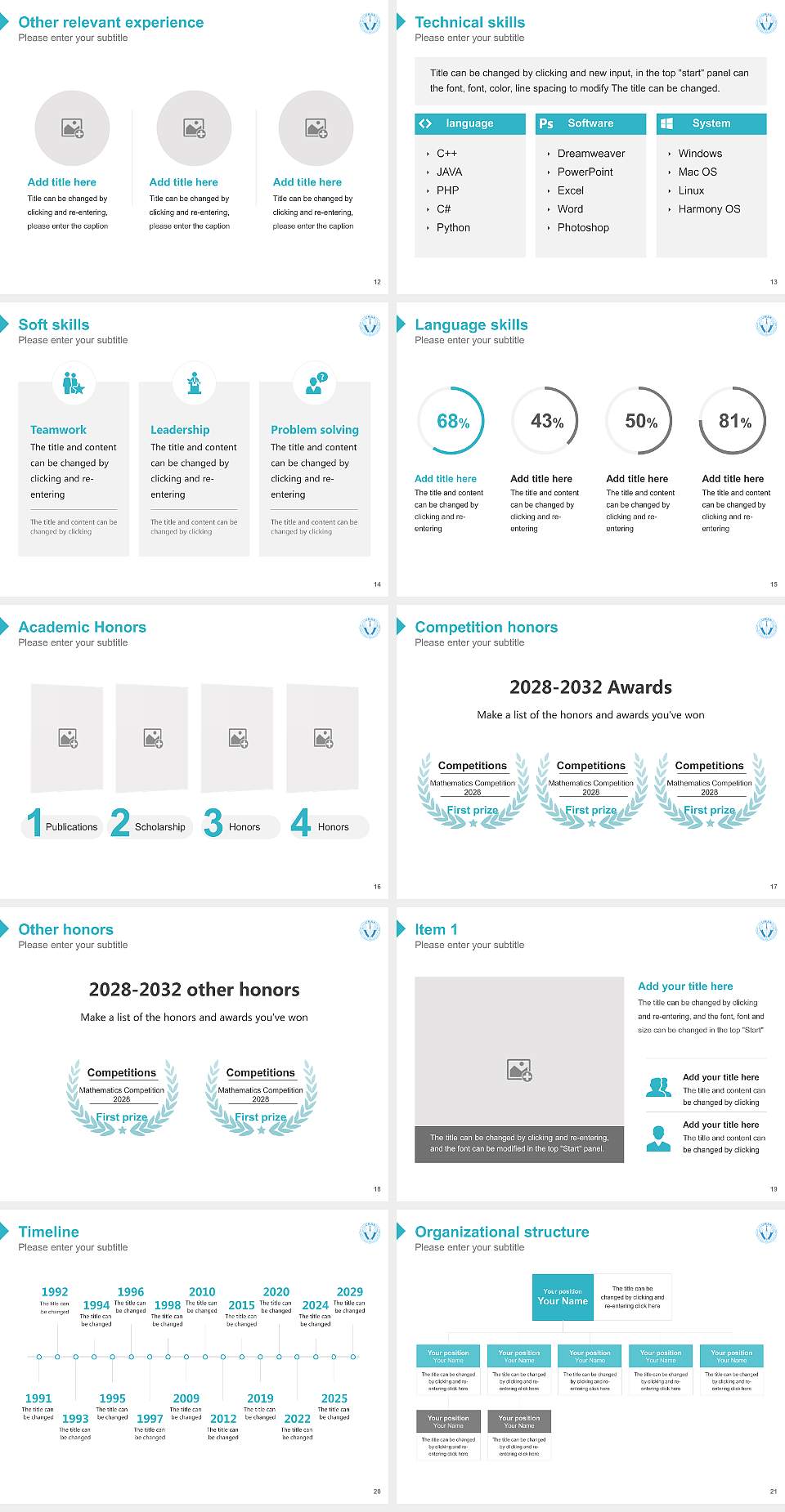 University of Human Arts and Sciences Resume PPT Template4:3 ratio PPT effect preview image3