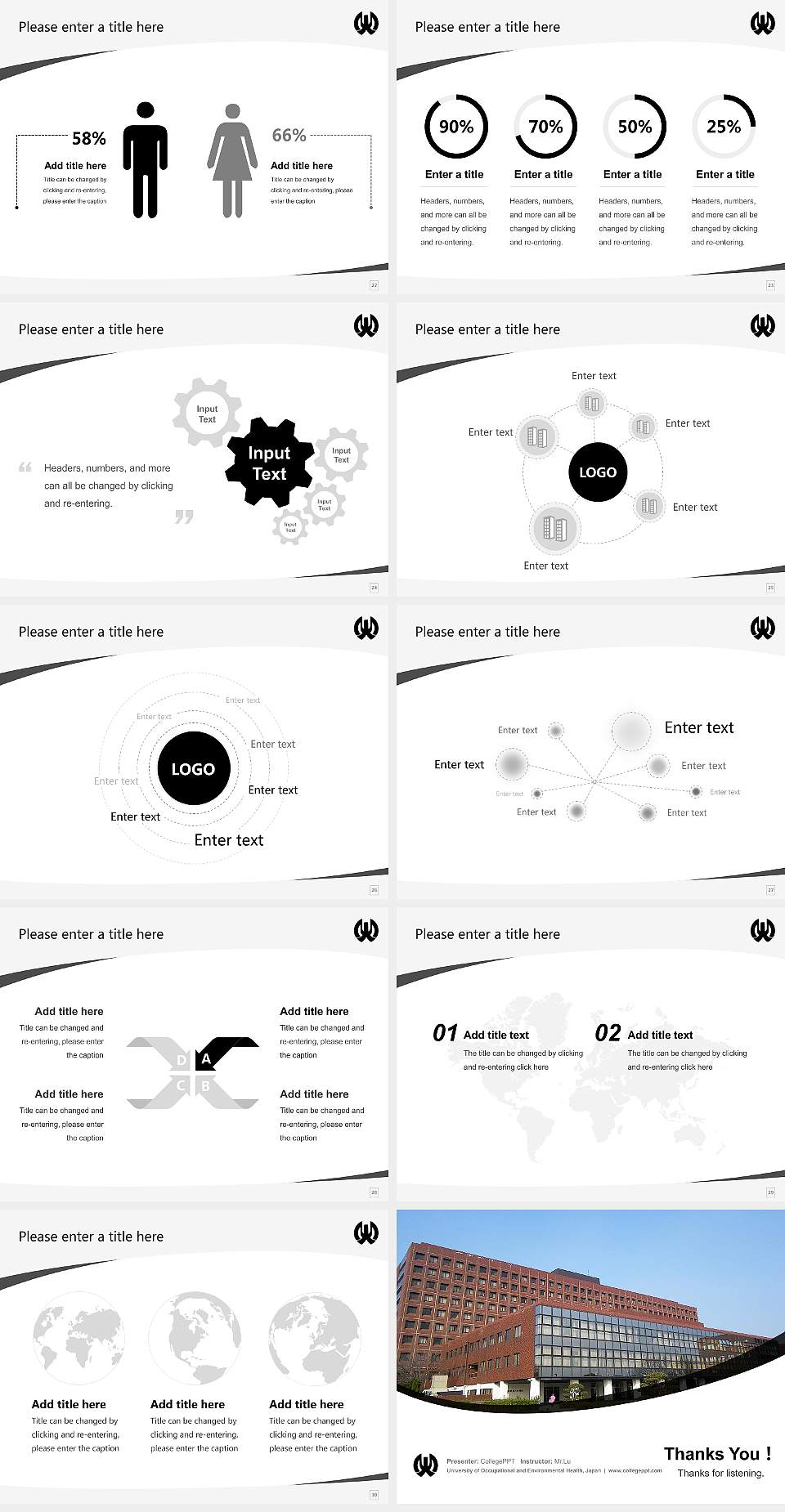 University of Occupational and Environmental Health, Japan Course/Courseware Creation PPT Template4:3 ratio PPT effect preview image4