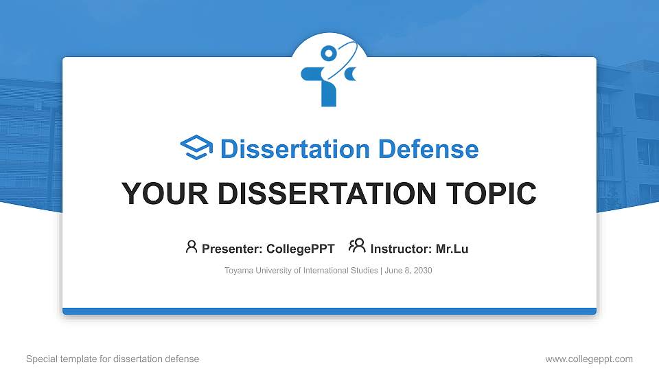 Toyama University of International Studies Graduation Thesis Defense PPT Template16:9 ratio PPT effect preview image