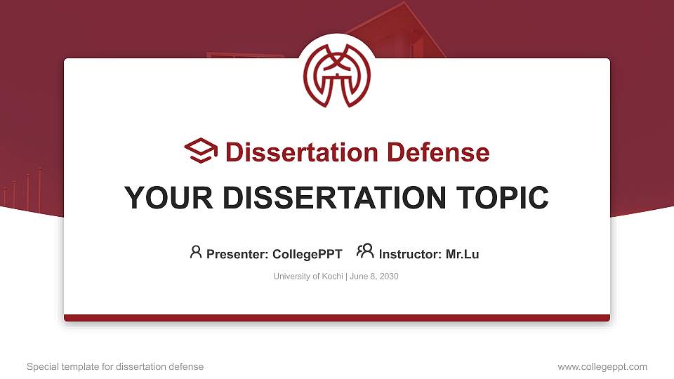University of Kochi Graduation Thesis Defense PPT Template16:9 ratio PPT effect preview image