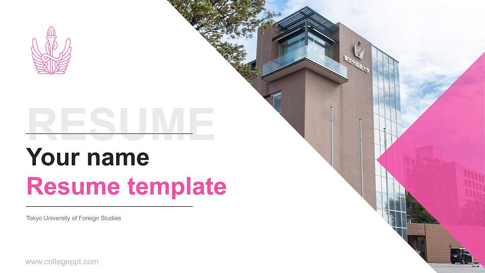 Tokyo University of Foreign Studies Resume PPT Template16:9 ratio PPT effect preview image