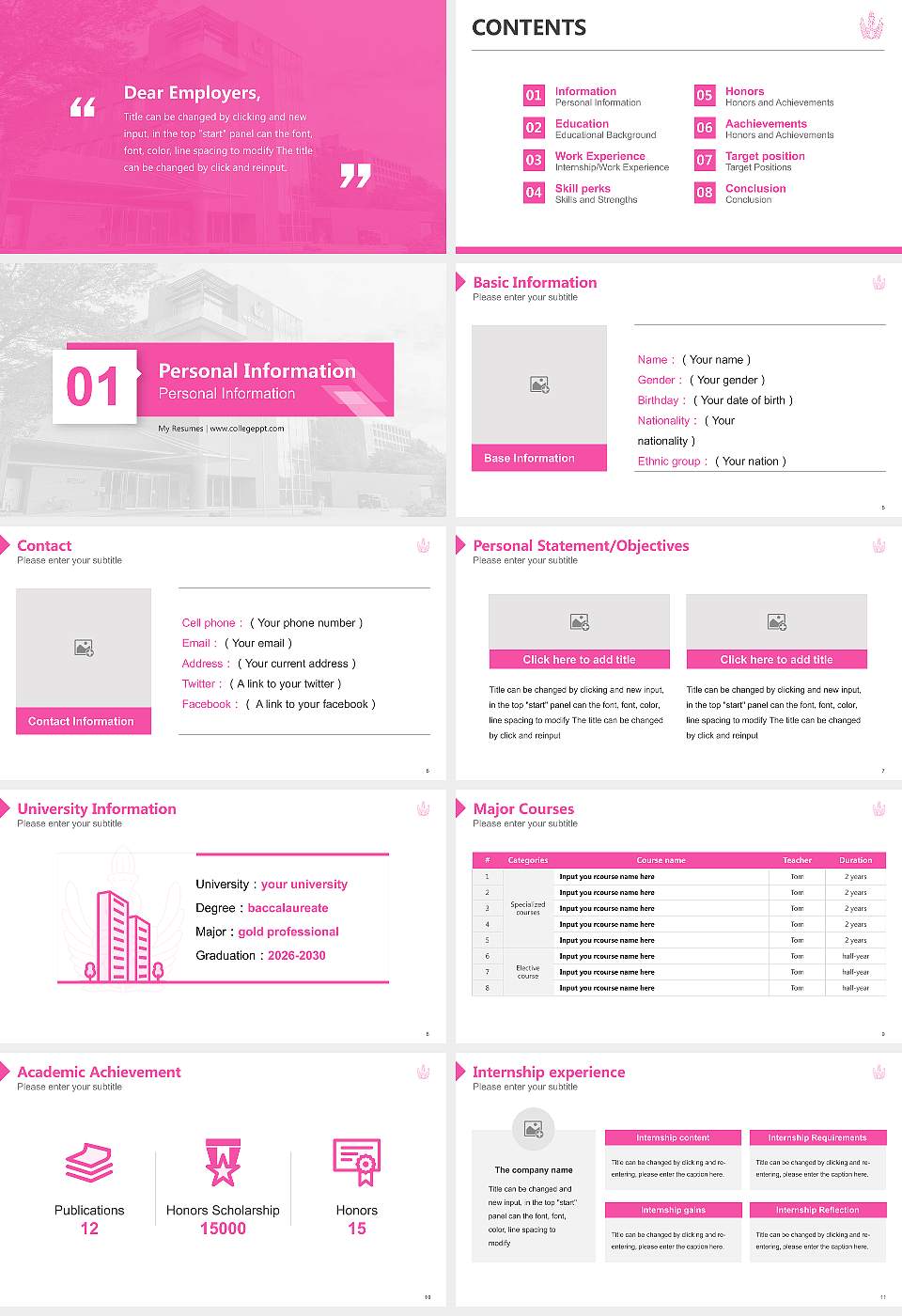 Tokyo University of Foreign Studies Resume PPT Template16:9 ratio PPT effect preview image2